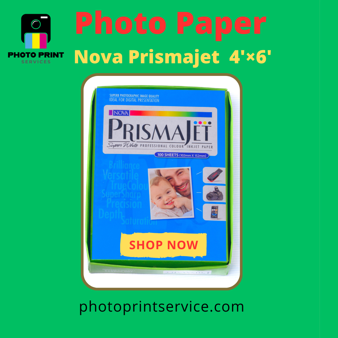 Nova PrismaJet 4x6 Inch 270 GSM High-Gloss Inkjet Photo Paper