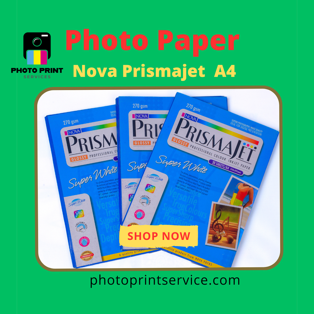 Nova PrismaJet A4 270 GSM High-Gloss Inkjet Photo Paper